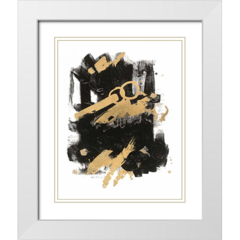 Gold Black Abstract I White Modern Wood Framed Art Print with Double Matting by Schick, Mike