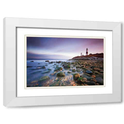 Montauk Point Sunset White Modern Wood Framed Art Print with Double Matting by Gendreau, Katherine