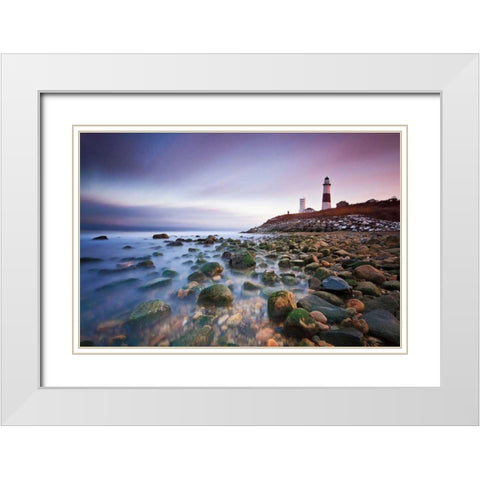 Montauk Point Sunset White Modern Wood Framed Art Print with Double Matting by Gendreau, Katherine