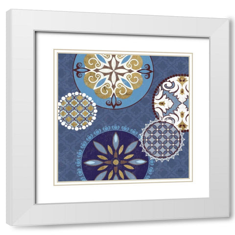 Mediterranean Blue II White Modern Wood Framed Art Print with Double Matting by Charron, Veronique