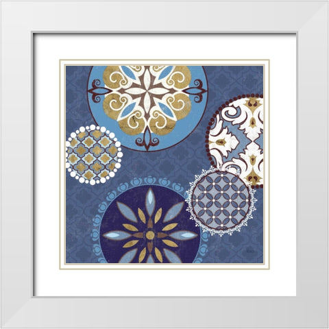 Mediterranean Blue II White Modern Wood Framed Art Print with Double Matting by Charron, Veronique
