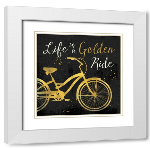 Golden Ride I White Modern Wood Framed Art Print with Double Matting by Pela Studio