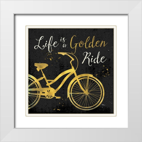 Golden Ride I White Modern Wood Framed Art Print with Double Matting by Pela Studio