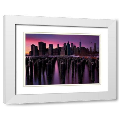 Manhattan Glow White Modern Wood Framed Art Print with Double Matting by Gendreau, Katherine
