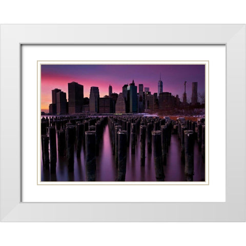 Manhattan Glow White Modern Wood Framed Art Print with Double Matting by Gendreau, Katherine