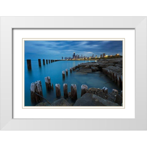 Pillars White Modern Wood Framed Art Print with Double Matting by Gendreau, Katherine