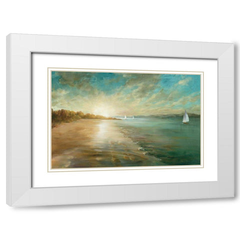 Coastal Glow White Modern Wood Framed Art Print with Double Matting by Nai, Danhui