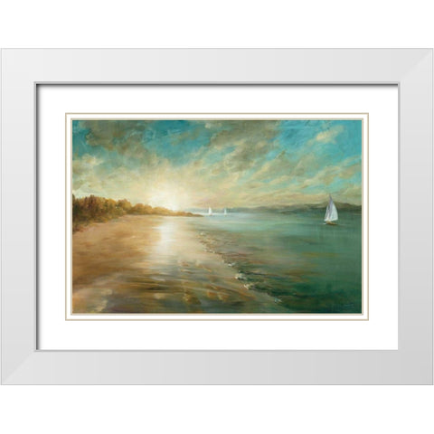 Coastal Glow White Modern Wood Framed Art Print with Double Matting by Nai, Danhui