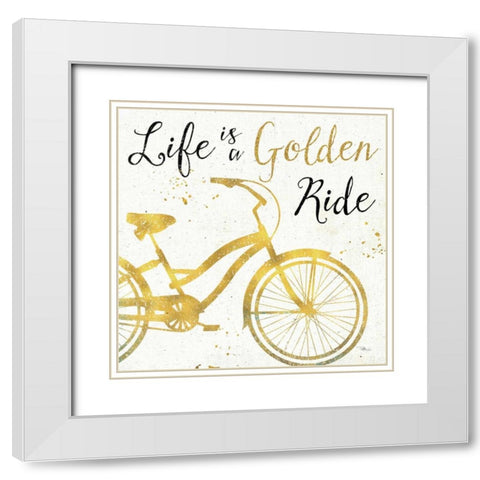 Golden Ride I White Modern Wood Framed Art Print with Double Matting by Pela Studio