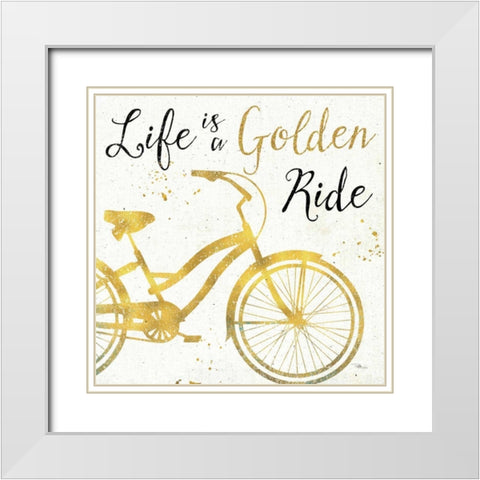 Golden Ride I White Modern Wood Framed Art Print with Double Matting by Pela Studio