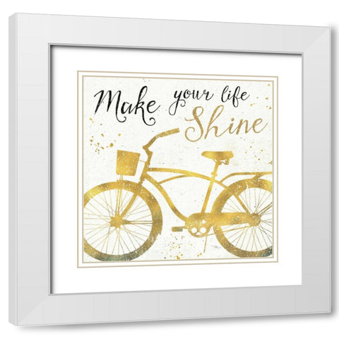 Golden Ride II White Modern Wood Framed Art Print with Double Matting by Pela Studio