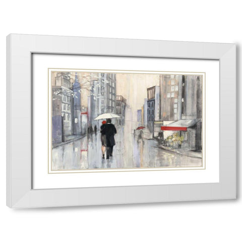 Spring Rain New York White Modern Wood Framed Art Print with Double Matting by Purinton, Julia