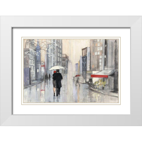 Spring Rain New York White Modern Wood Framed Art Print with Double Matting by Purinton, Julia