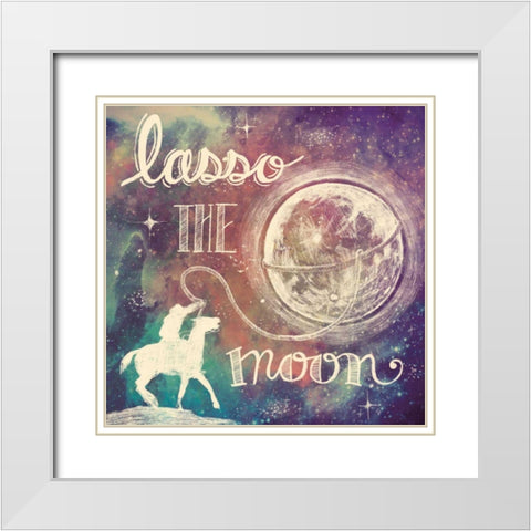 Universe Galaxy Lasso the Moon White Modern Wood Framed Art Print with Double Matting by Urban, Mary