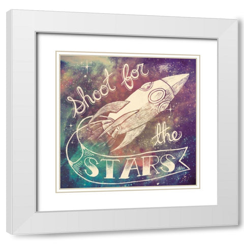 Universe Galaxy Shoot For the Stars White Modern Wood Framed Art Print with Double Matting by Urban, Mary