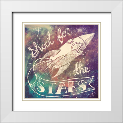 Universe Galaxy Shoot For the Stars White Modern Wood Framed Art Print with Double Matting by Urban, Mary