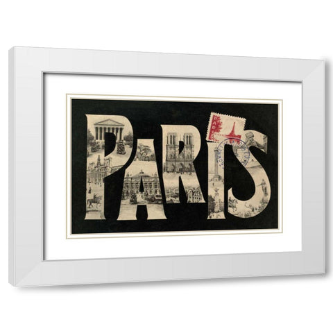 Postcard from Paris White Modern Wood Framed Art Print with Double Matting by Wild Apple Portfolio