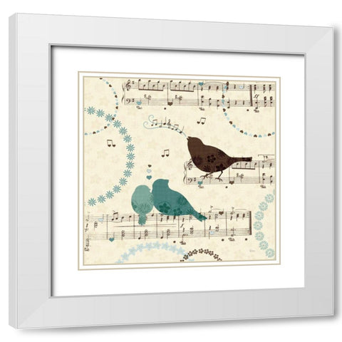 Song Birds II White Modern Wood Framed Art Print with Double Matting by Charron, Veronique