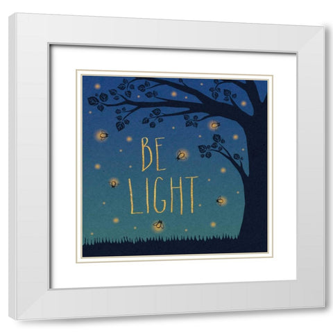 Twilight Fireflies IV White Modern Wood Framed Art Print with Double Matting by Marshall, Laura