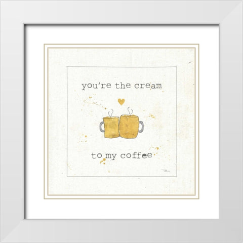Coffee Cuties II White Modern Wood Framed Art Print with Double Matting by Pela Studio