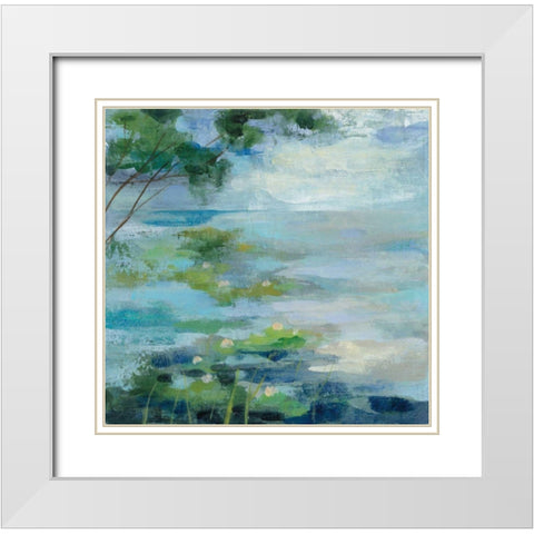Lily Pond I White Modern Wood Framed Art Print with Double Matting by Vassileva Silvia