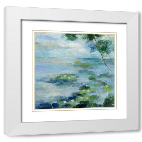 Lily Pond II White Modern Wood Framed Art Print with Double Matting by Vassileva Silvia