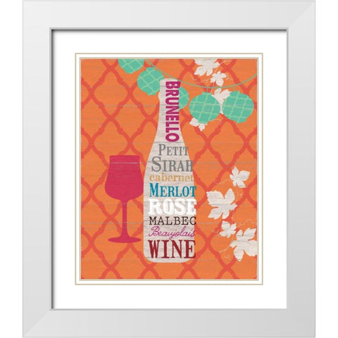 Summer Wine Celebration I White Modern Wood Framed Art Print with Double Matting by Studio Bella