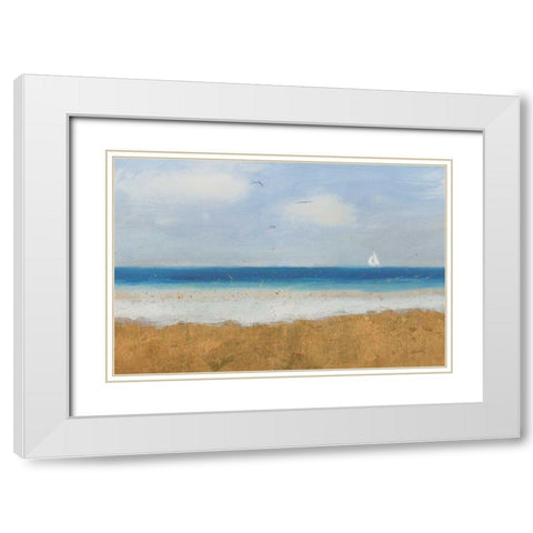 Beach Horizon White Modern Wood Framed Art Print with Double Matting by Wiens, James