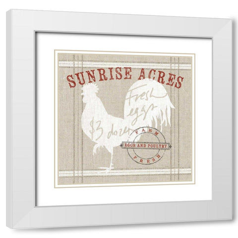 Farm linen rooster White Modern Wood Framed Art Print with Double Matting by Schlabach, Sue