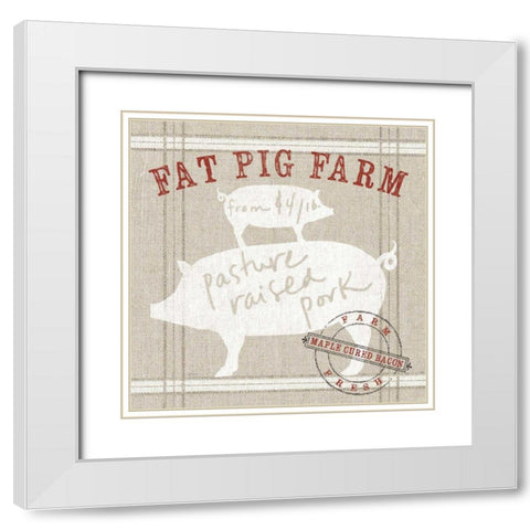 Farm linen pig White Modern Wood Framed Art Print with Double Matting by Schlabach, Sue