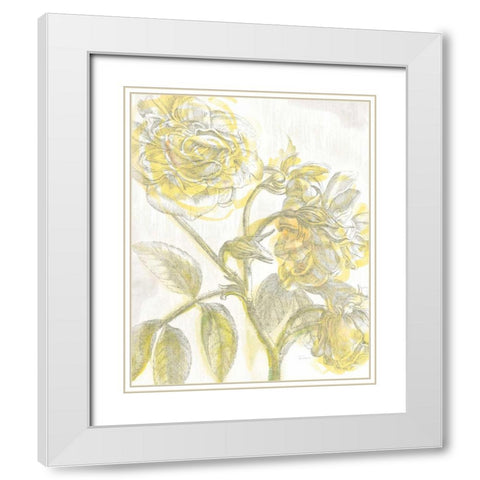 Belle Fleur Yellow I Crop White Modern Wood Framed Art Print with Double Matting by Schlabach, Sue