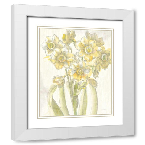 Belle Fleur Yellow IV Crop White Modern Wood Framed Art Print with Double Matting by Schlabach, Sue