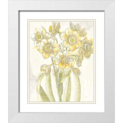 Belle Fleur Yellow IV Crop White Modern Wood Framed Art Print with Double Matting by Schlabach, Sue