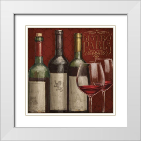 Bistro Paris III White Modern Wood Framed Art Print with Double Matting by Penner, Janelle