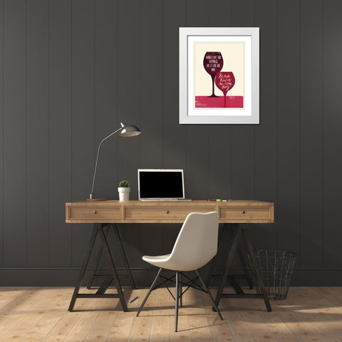 Cant Buy Happiness White Modern Wood Framed Art Print with Double Matting by Studio Bella