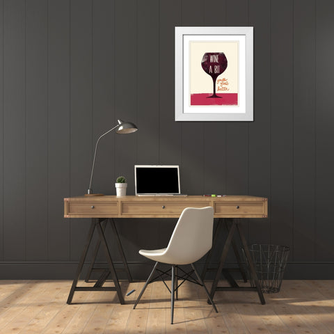 Wine A bit White Modern Wood Framed Art Print with Double Matting by Studio Bella