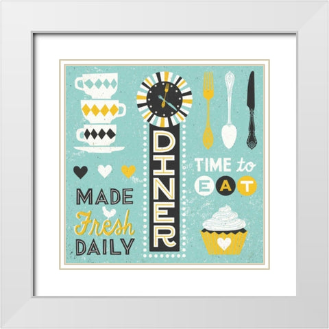 Retro Diner Collection Pattern Master White Modern Wood Framed Art Print with Double Matting by Mullan, Michael