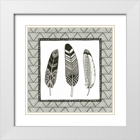 Geo Feathers I  White Modern Wood Framed Art Print with Double Matting by Miller, Sara Zieve