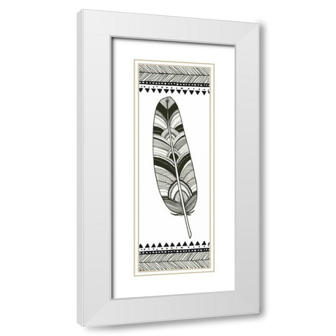 Geo Feathers I  White Modern Wood Framed Art Print with Double Matting by Miller, Sara Zieve