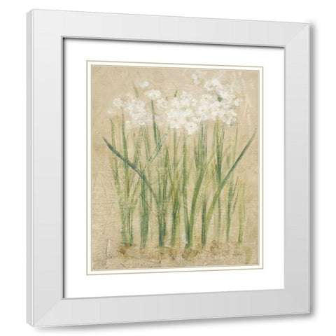 Narcissus Cool White Modern Wood Framed Art Print with Double Matting by Blum, Cheri
