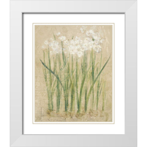 Narcissus Cool White Modern Wood Framed Art Print with Double Matting by Blum, Cheri