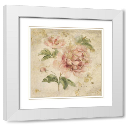 Coral Rose on Antique Linen Light Gold White Modern Wood Framed Art Print with Double Matting by Blum, Cheri