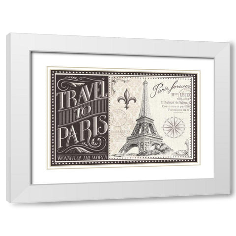 Bonjour Paris I White Modern Wood Framed Art Print with Double Matting by Penner, Janelle