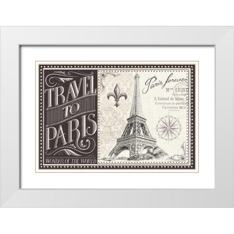 Bonjour Paris I White Modern Wood Framed Art Print with Double Matting by Penner, Janelle