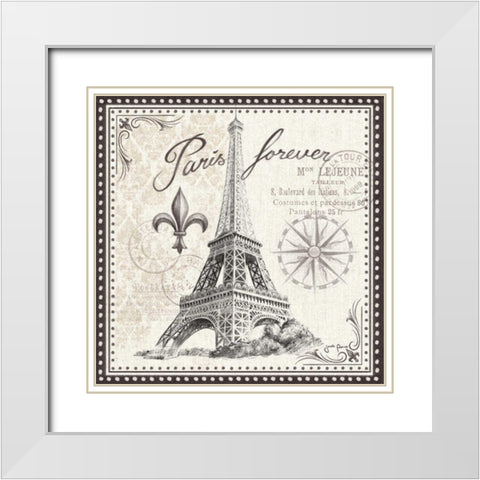 Bonjour Paris III White Modern Wood Framed Art Print with Double Matting by Penner, Janelle