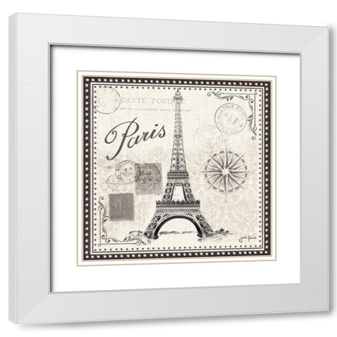 Bonjour Paris IV White Modern Wood Framed Art Print with Double Matting by Penner, Janelle