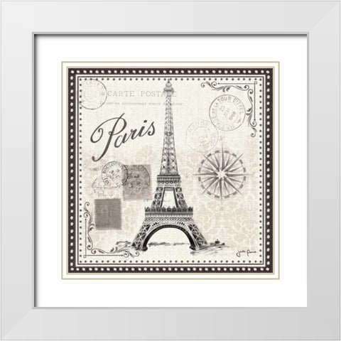 Bonjour Paris IV White Modern Wood Framed Art Print with Double Matting by Penner, Janelle