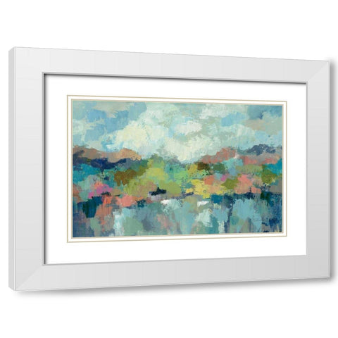 Abstract Lakeside White Modern Wood Framed Art Print with Double Matting by Vassileva, Silvia