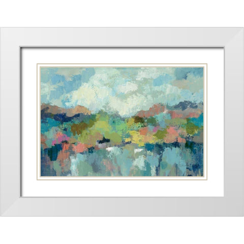 Abstract Lakeside White Modern Wood Framed Art Print with Double Matting by Vassileva, Silvia