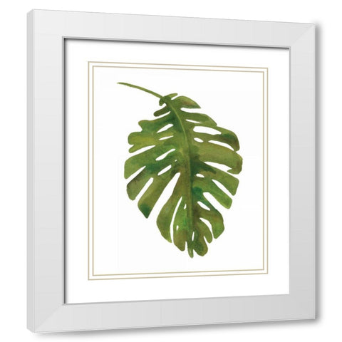 Tropical Palm I White Modern Wood Framed Art Print with Double Matting by Wild Apple Portfolio